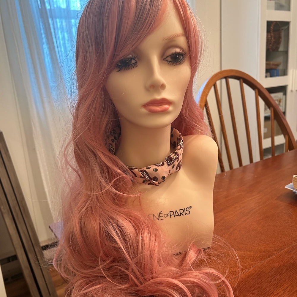 Pink Long Wavy Wig